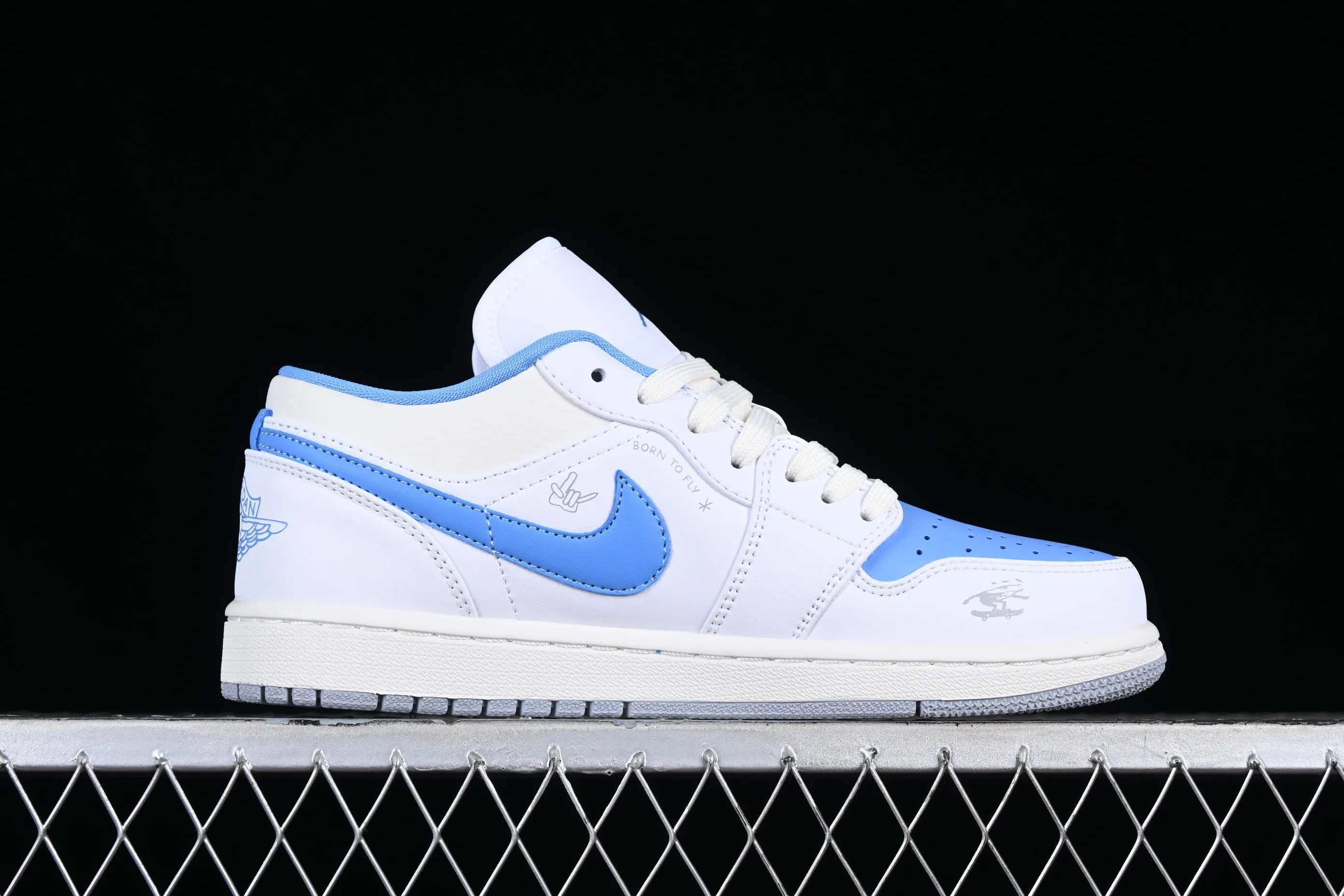 All categories Air Jordan Jordan series basketball shoes Air Jordan 1 Low Air Jordan 1 Low "Born To Fly" AJ1 Joe 1 Flame North Carolina Blue FJ7219-441